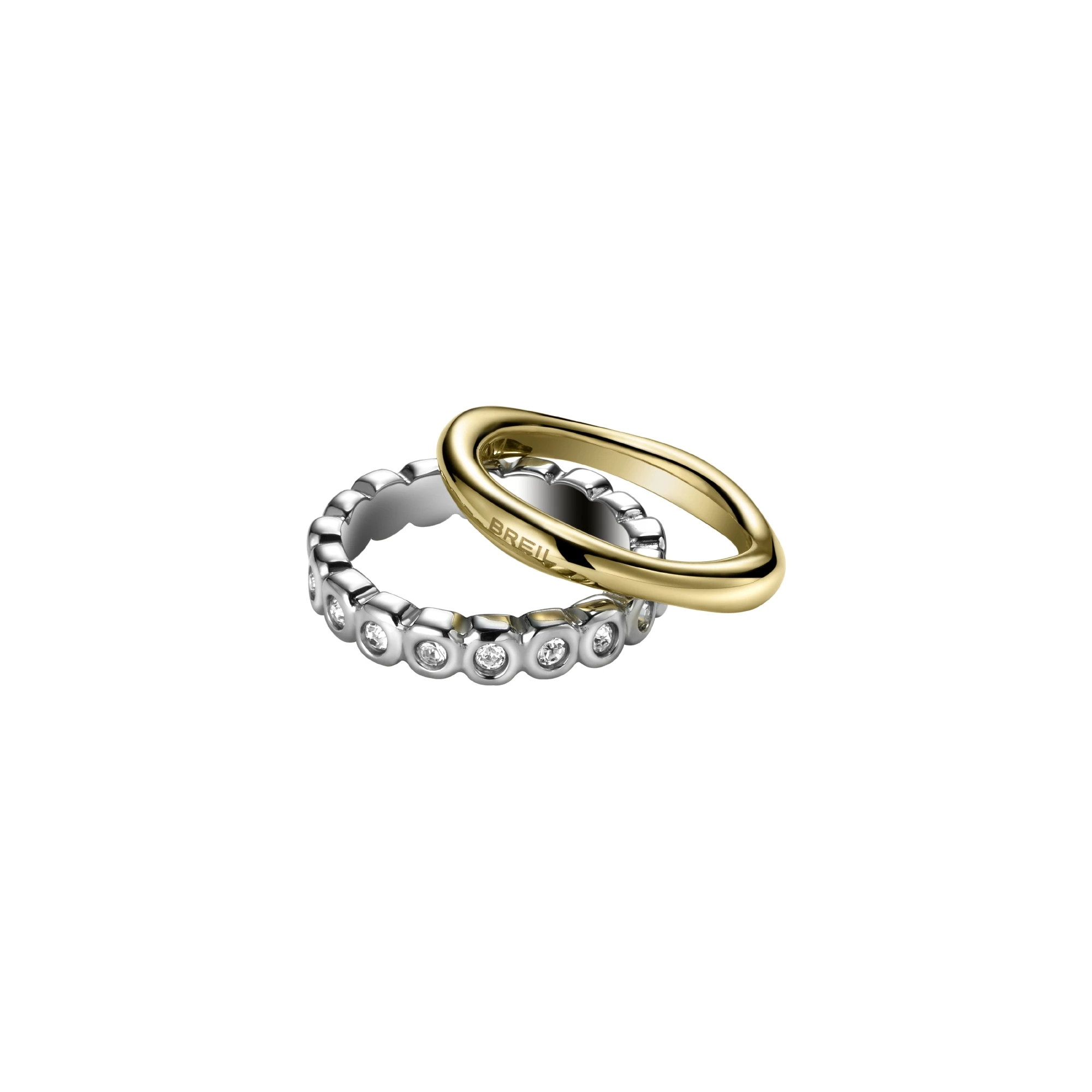 ROLLING DIAMONDS - RING WITH GOLD IP DETAIL AND WHITE CRYSTALS - 1 - TJ1543 | Breil