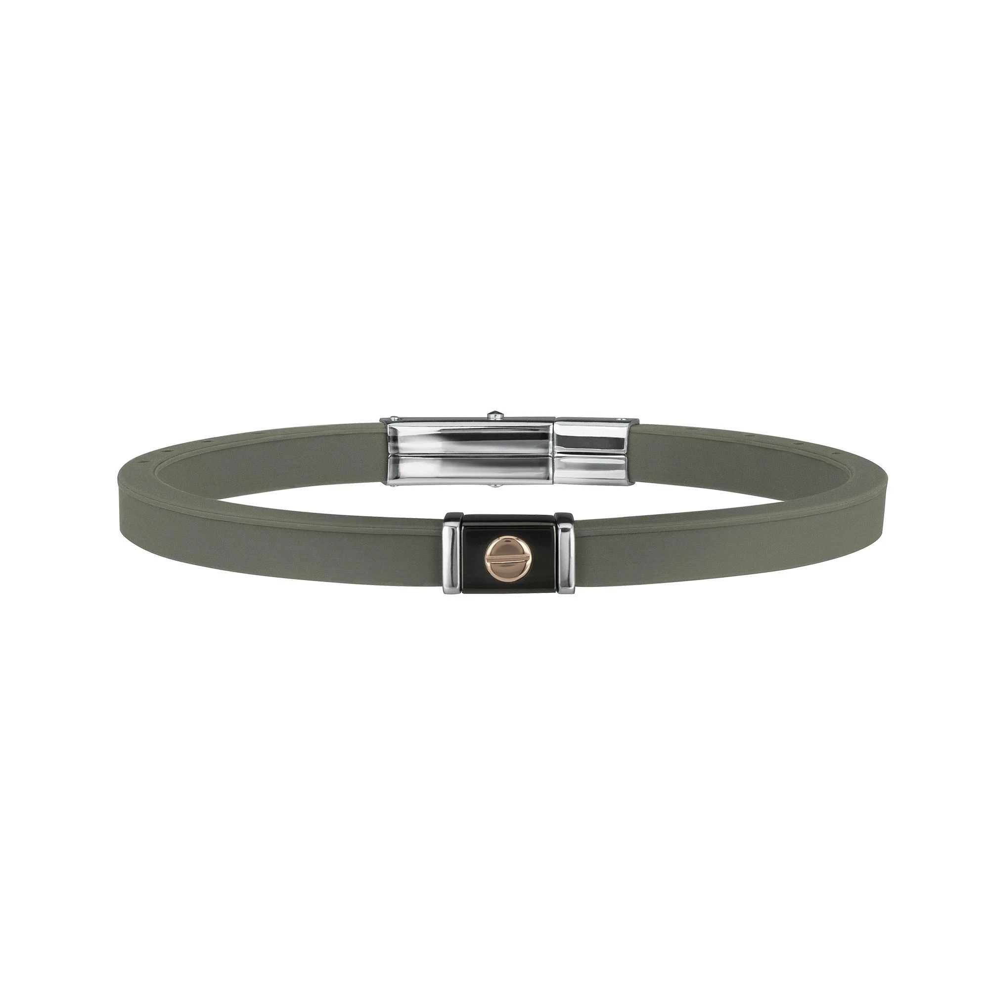 9K - SILICON BRACELET WITH STAINLESS STEEL INSERTS AND 9K ROSE GOLD DETAIL - 1 - TJ1941 | Breil