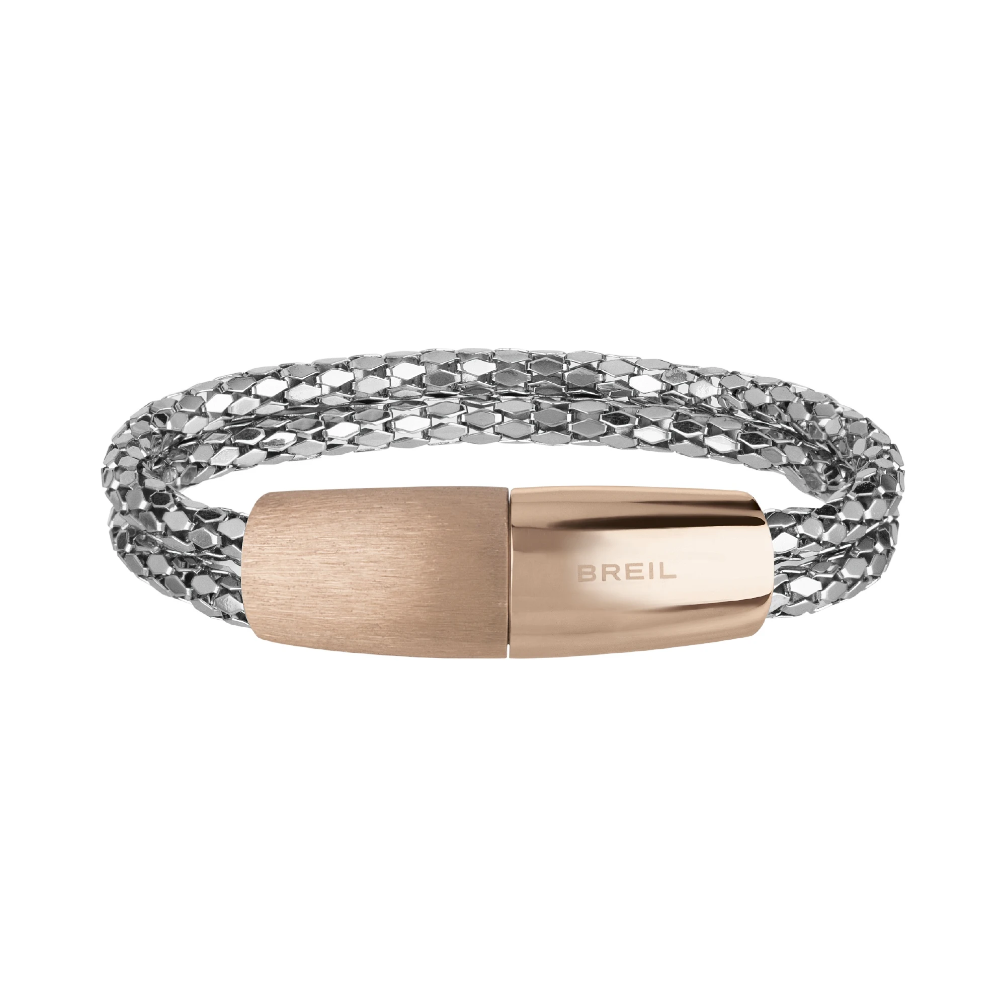 LIGHT - SHINY STAINLESS STEEL BRACELET WITH IP ROSE GOLD ELEMENTS - 1 - TJ2149_ | Breil
