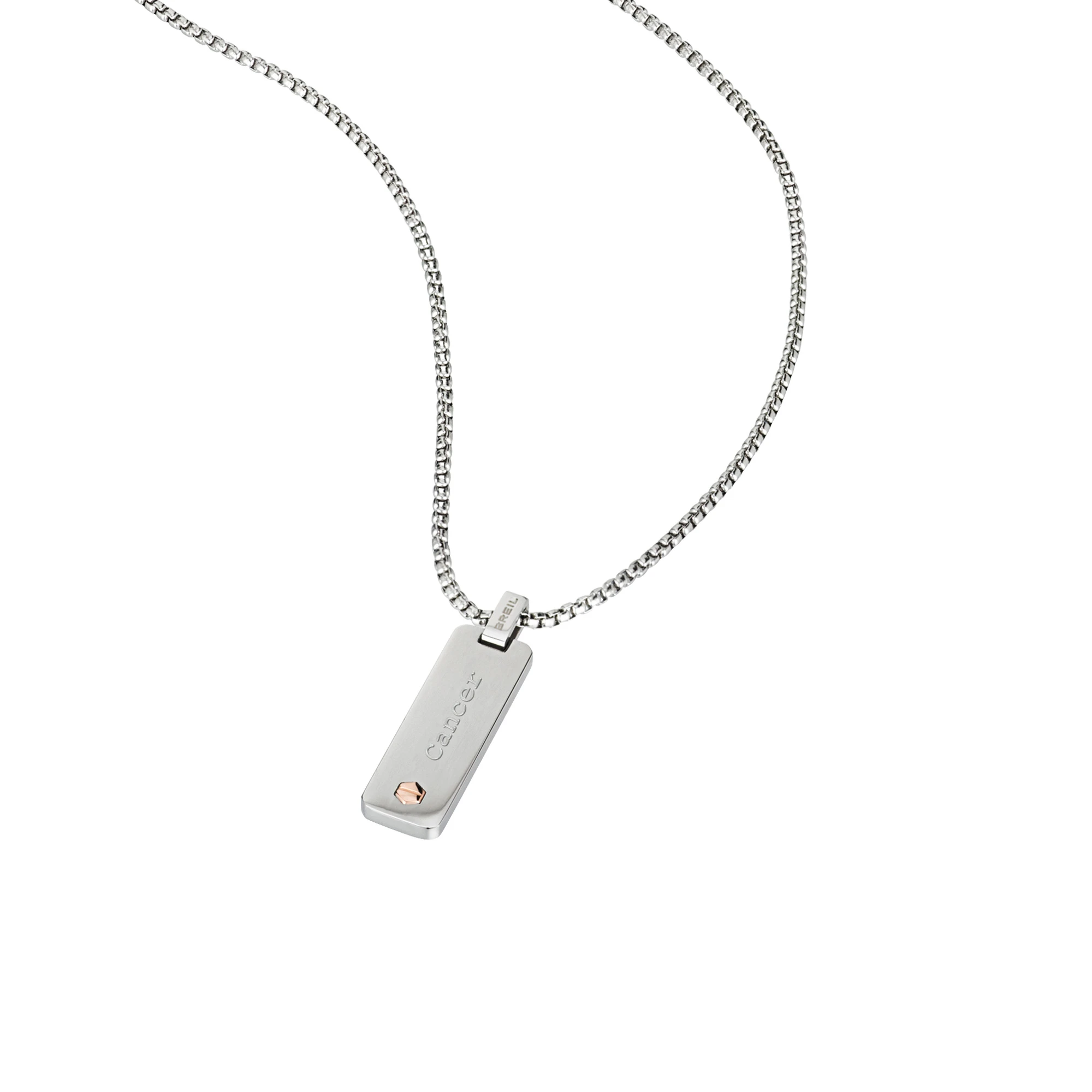 ZODIAC - BLACK SILICON AND STAINLESS STEEL NECKLACE WITH A 9K IP ROSE DETAIL - 1 - TJ2309 | Breil
