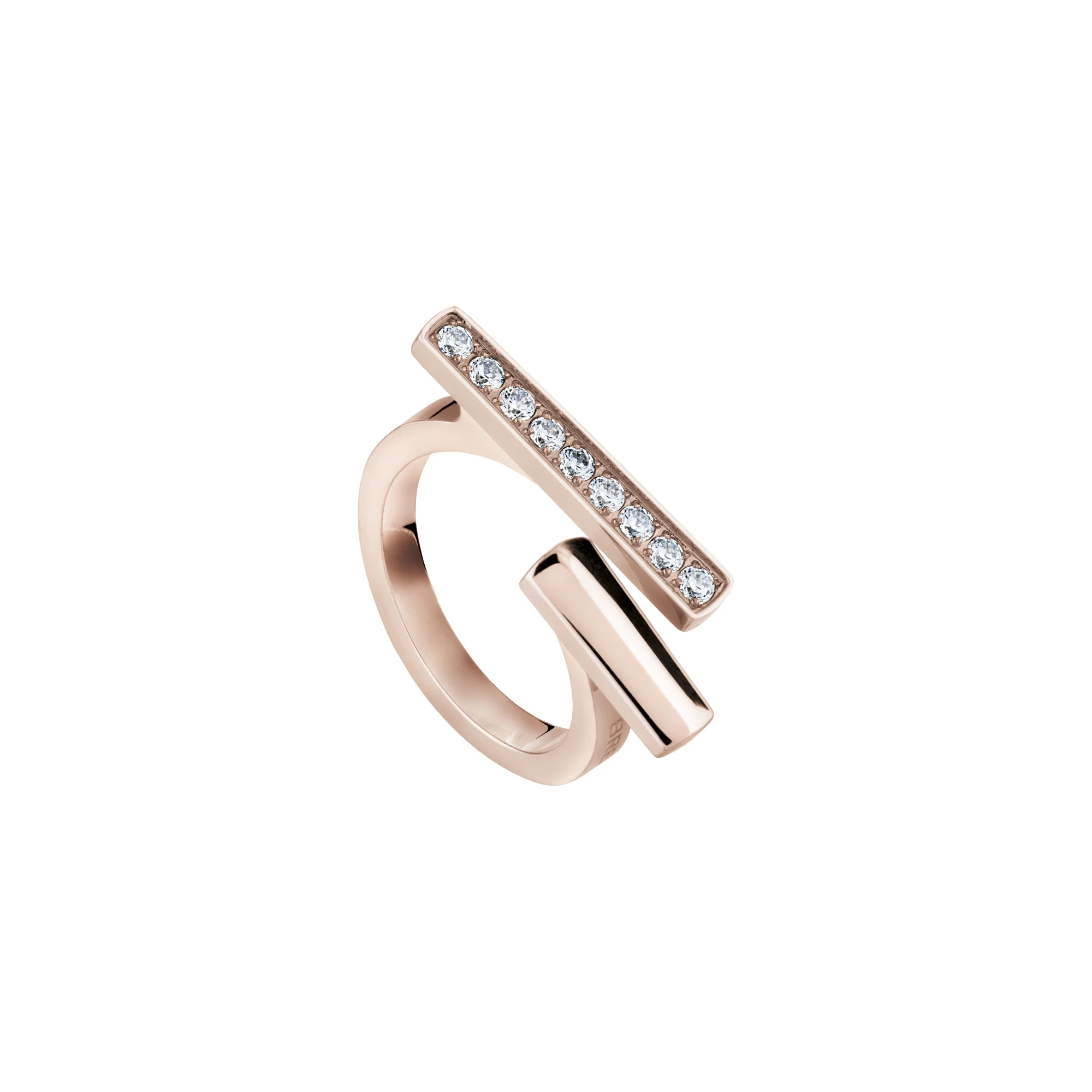 STICKS - IP ROSE POLISHED STAINLESS STEEL RING WITH CRYSTALS - 1 - TJ2555_ | Breil