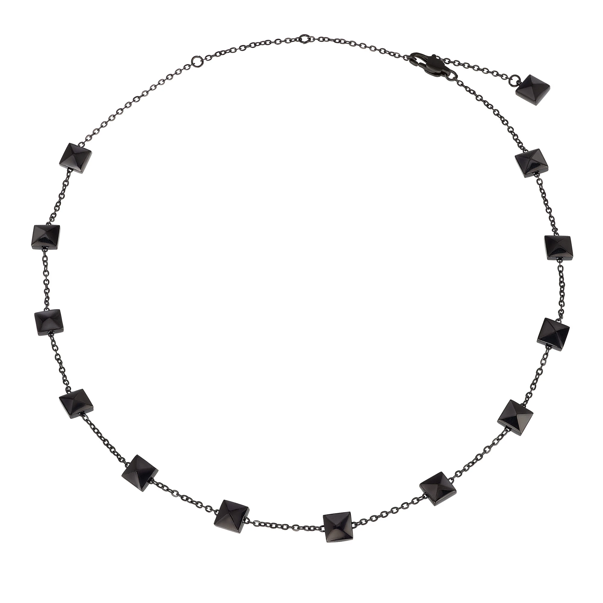 ROCKERS JEWELS - WOMAN ROUNDNECK IN POLISHED STEEL IP BLACK WITH SQUARE STUDS - 1 - TJ2811 | Breil