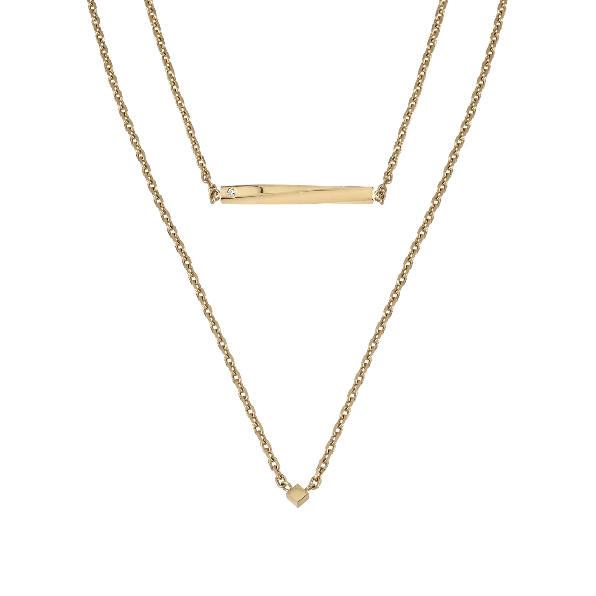 B ESSENTIAL - IP GOLD STEEL NECKLACE WITH NATURAL DIAMOND - 1 - TJ3010 | Breil