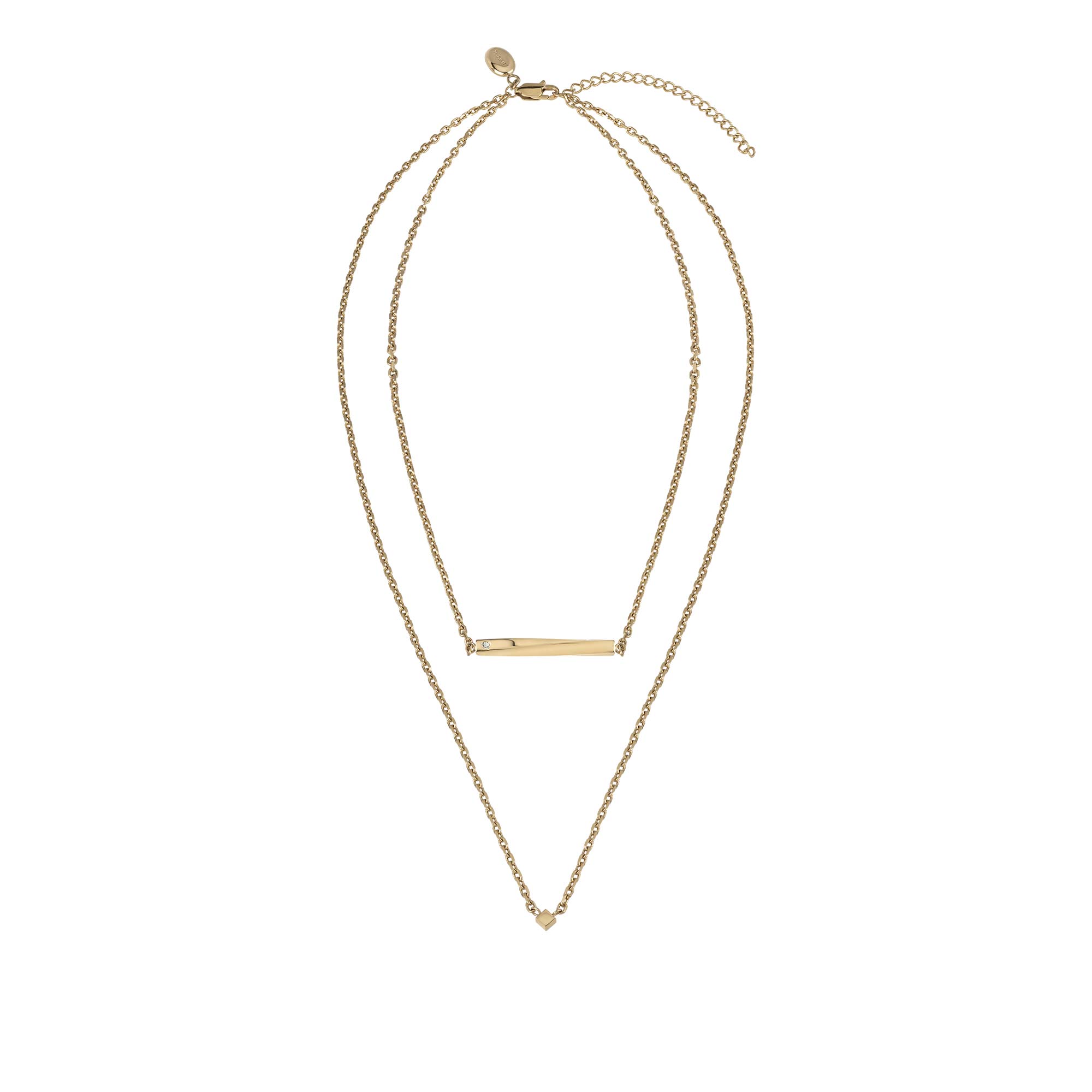 B ESSENTIAL - IP GOLD STEEL NECKLACE WITH NATURAL DIAMOND - 2 - TJ3010 | Breil