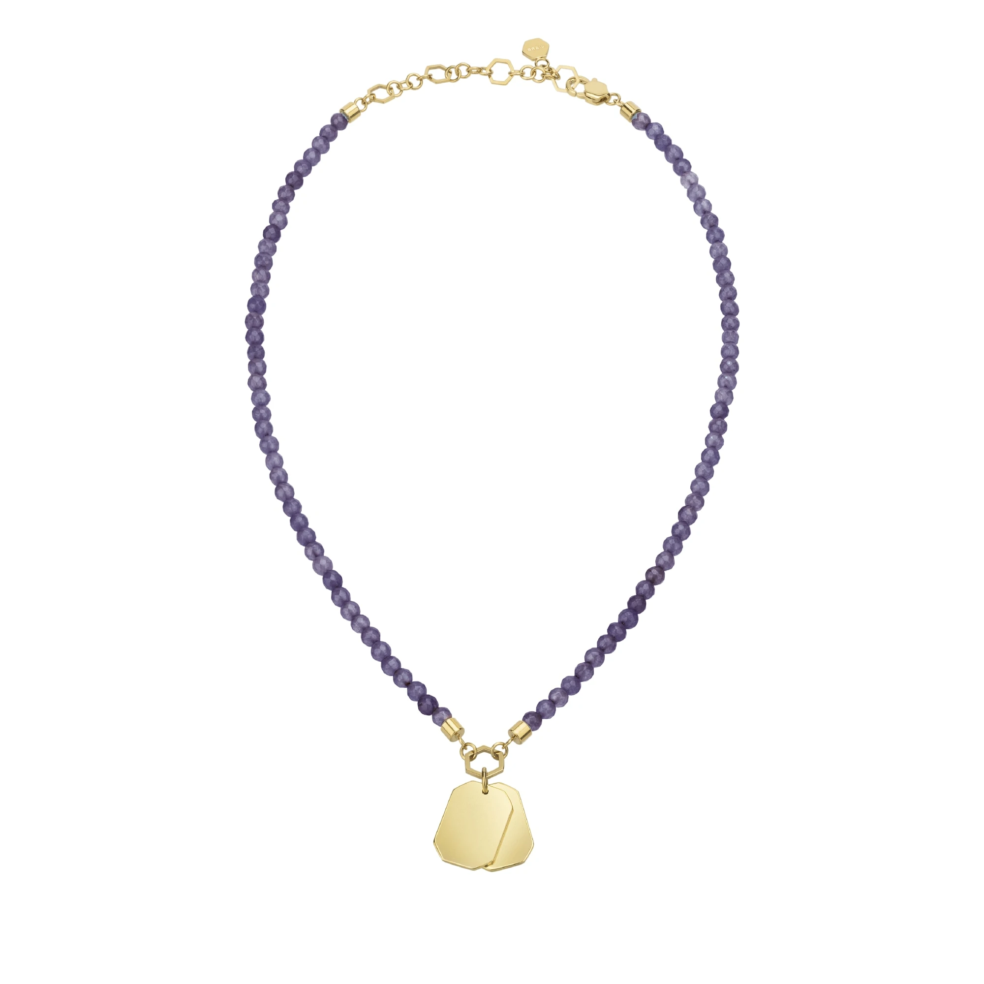 PRIVATE CODE - AMETHYST NECKLACE WITH IP GOLD STEEL PENDANT - 1 - TJ3151 | Breil