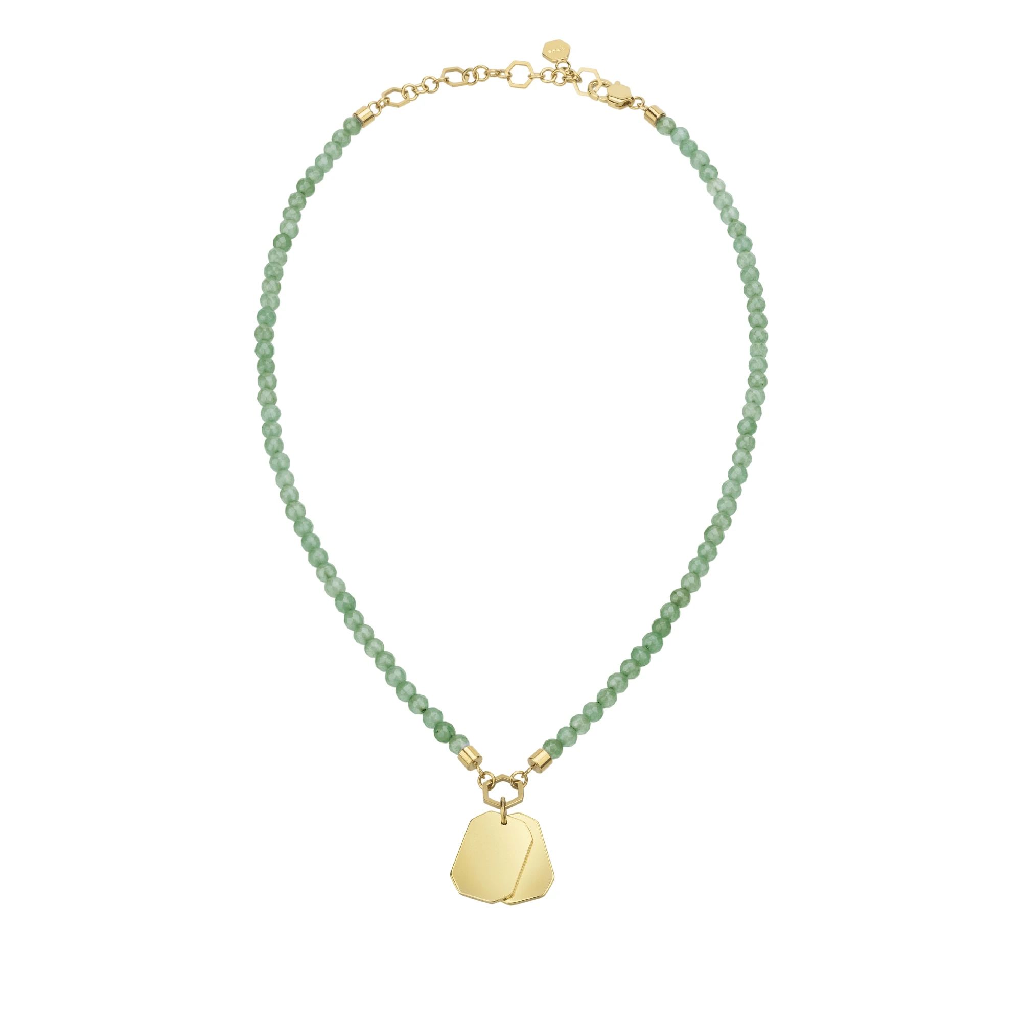 PRIVATE CODE - GREEN ADVENTURINE NECKLACE WITH IP GOLD STEEL PENDANT - 1 - TJ3152 | Breil