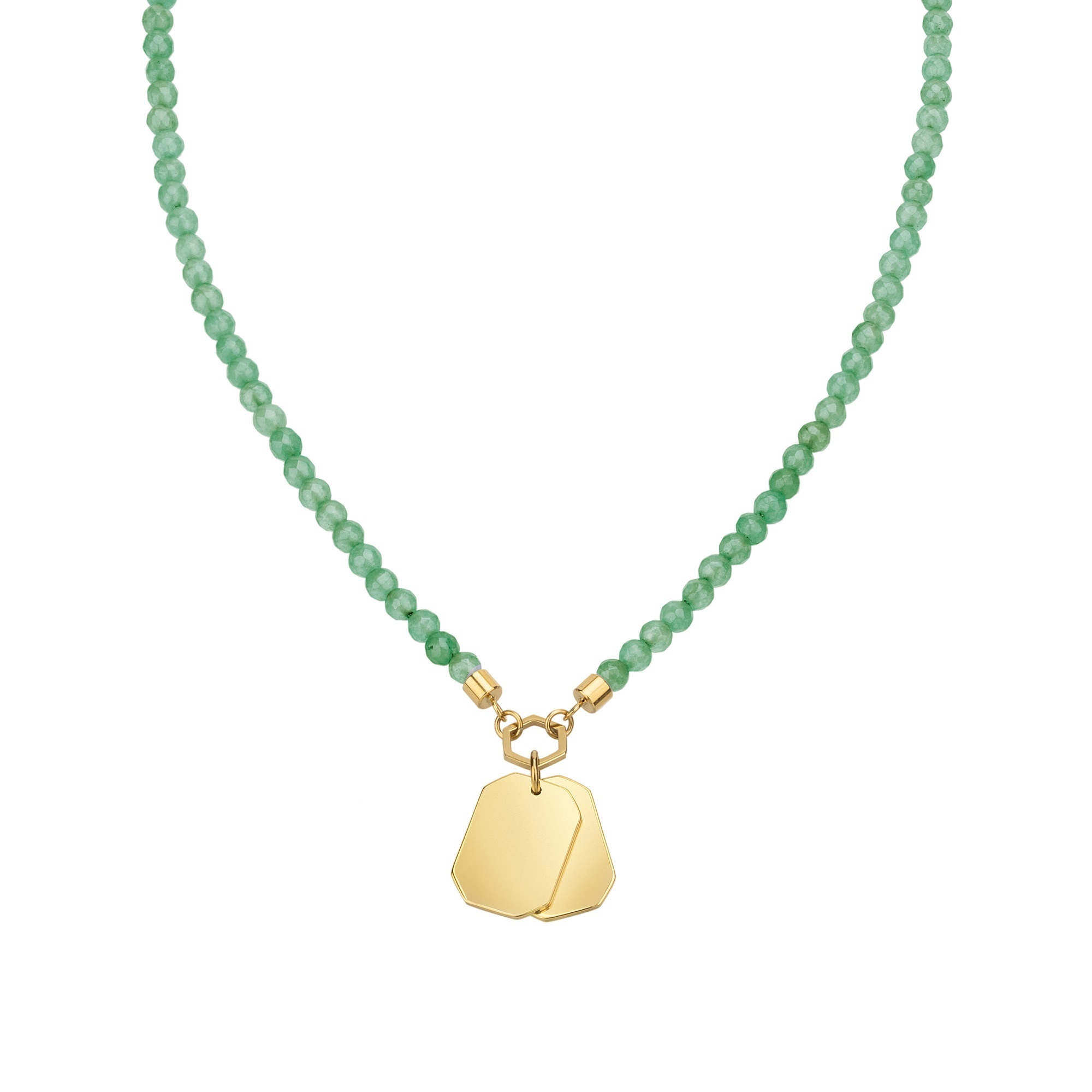 PRIVATE CODE - GREEN ADVENTURINE NECKLACE WITH IP GOLD STEEL PENDANT - 2 - TJ3152 | Breil