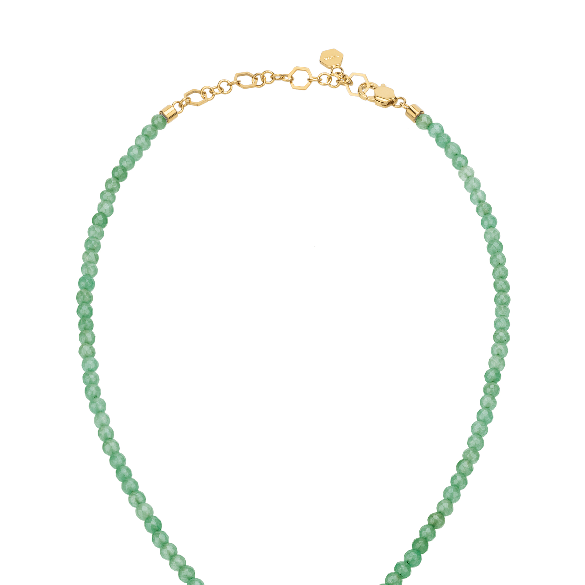 PRIVATE CODE - GREEN ADVENTURINE NECKLACE WITH IP GOLD STEEL PENDANT - 3 - TJ3152 | Breil