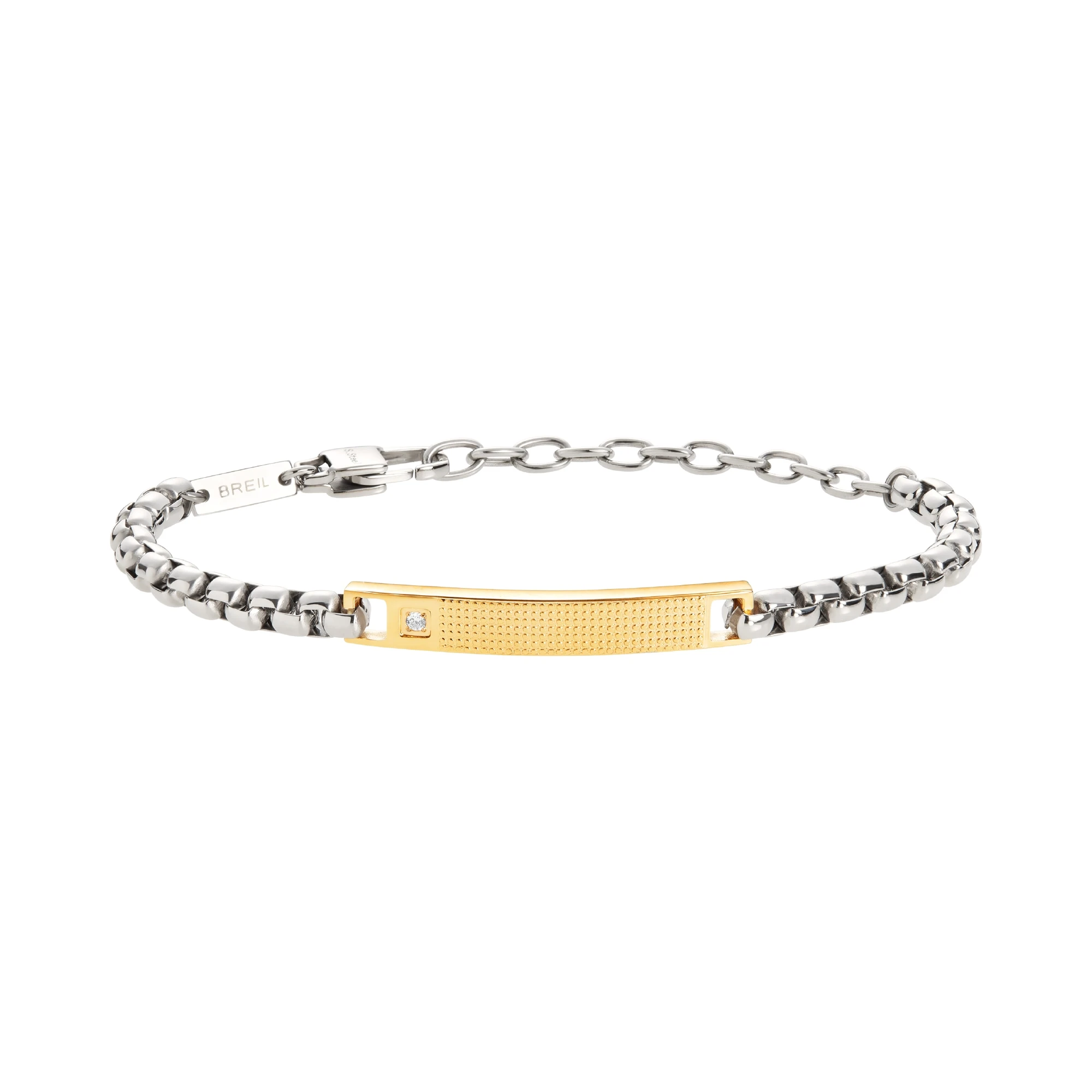 TAG AND CROSS - TWO-COLOR STEEL BRACELET WITH CUBIC ZIRCONIA - 1 - TJ3225 | Breil
